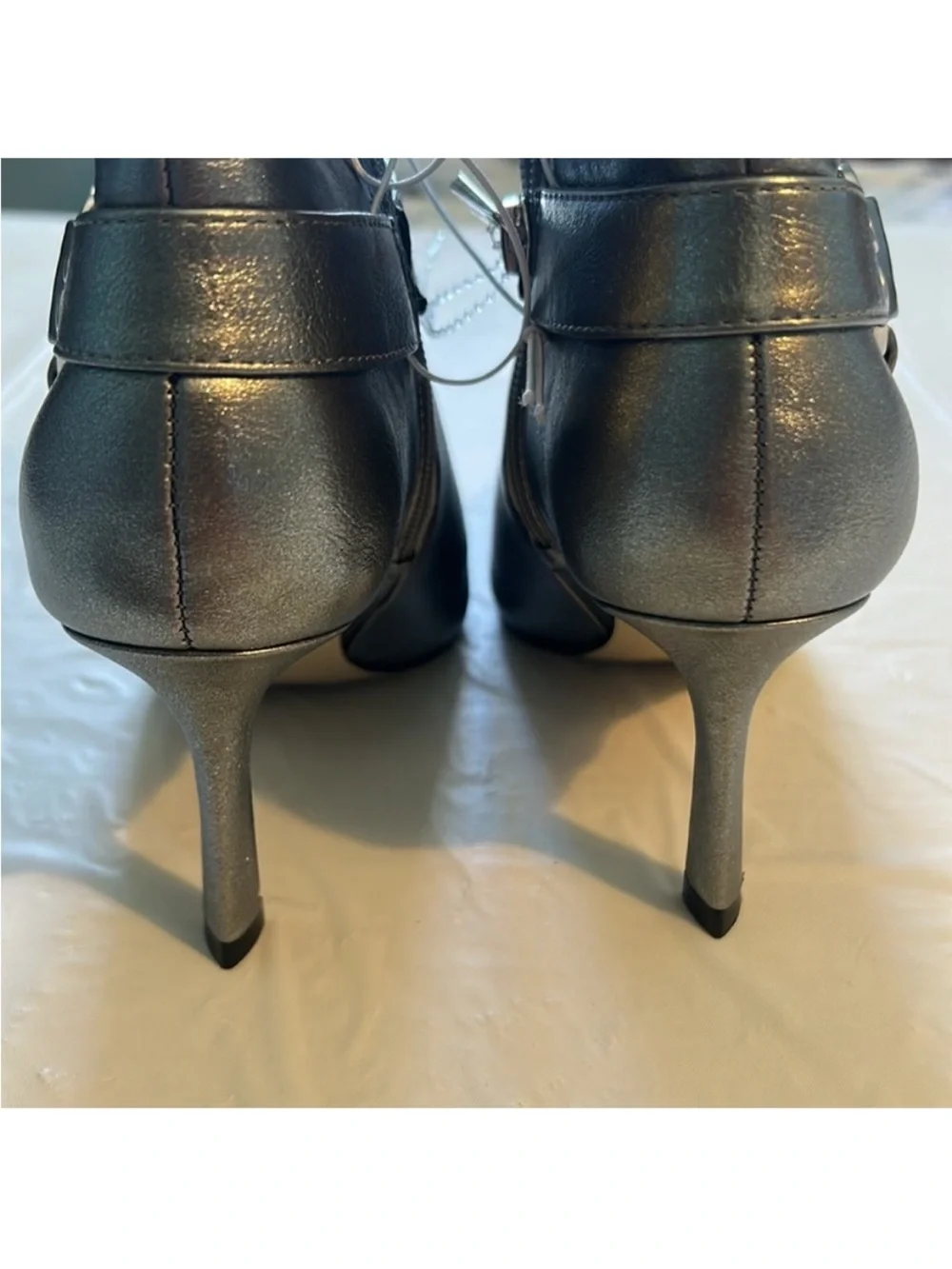 Jessica Simpson 5.5 Booties Darnina Vegan leather Silver Ankle Stiletto Boot